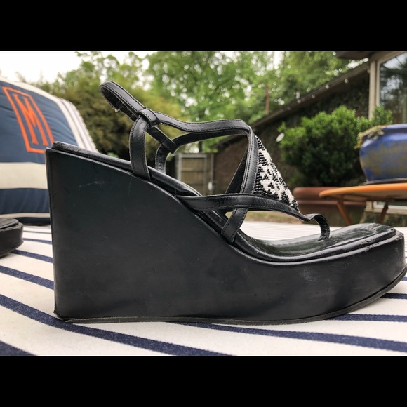 💫VINTAGE 💫 Donald J Pliner Beaded Wedges Sz 8 - Picture 6 of 8
